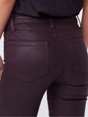 PAIGE High-Rise Verdugo ultra burgundy waxed skinny Jeans made in USA size 28